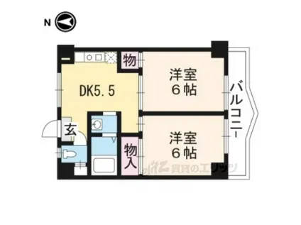 ハイツマルゴ(2DK/2階)の間取り写真