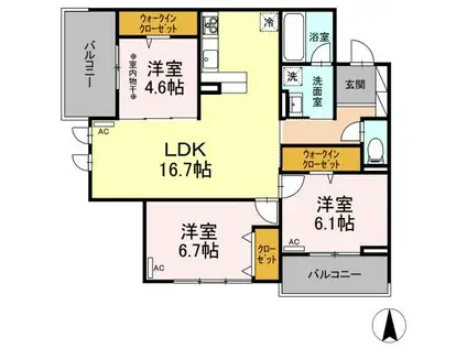 シャンテ(3LDK/2階)の間取り写真