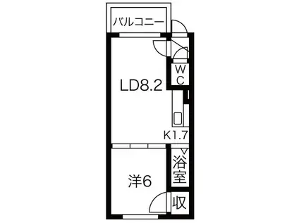 セゾンブランシェ平岸1(1LDK/2階)の間取り写真