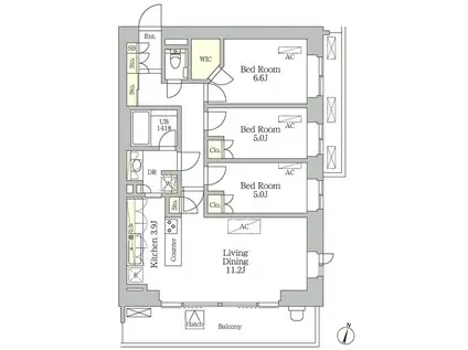 プラウドヨヨギ初台(3LDK/2階)の間取り写真