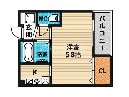 オーキッドコート天神橋(1K/4階)の間取り写真