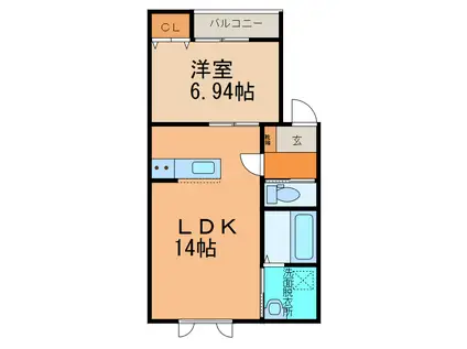 ENTREE(1LDK/1階)の間取り写真