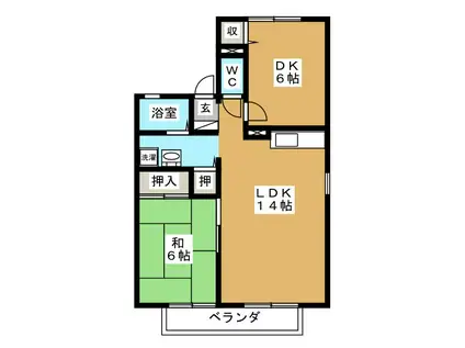 プリシェール東神田 E(2LDK/2階)の間取り写真