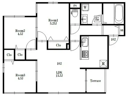 江戸川区東葛西4丁目MS(3LDK/1階)の間取り写真