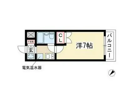 カロン土原(1K/4階)の間取り写真