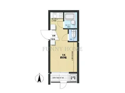 パークサイドマンション(ワンルーム/1階)の間取り写真