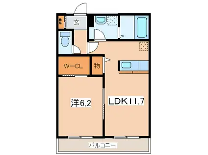 クレスタ湘南(1LDK/3階)の間取り写真