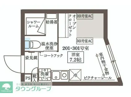COCOCUBE練馬(ワンルーム/2階)の間取り写真