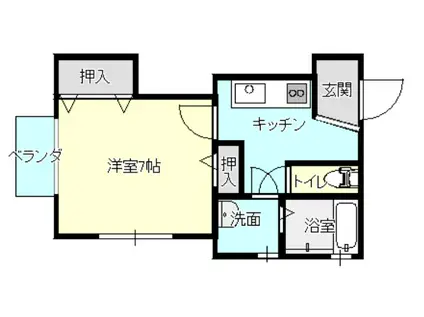 T・Y ハイツ(1K/2階)の間取り写真