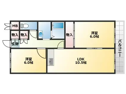 シャンポール西藤江(2LDK/3階)の間取り写真