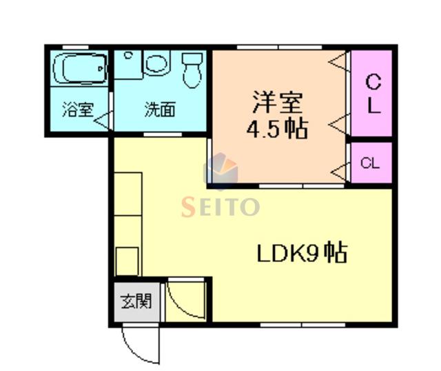 太陽マンション(1LDK/2階)の間取り写真