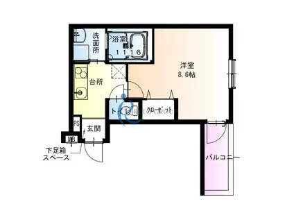 フジパレス今川公園東III番館(1K/2階)の間取り写真