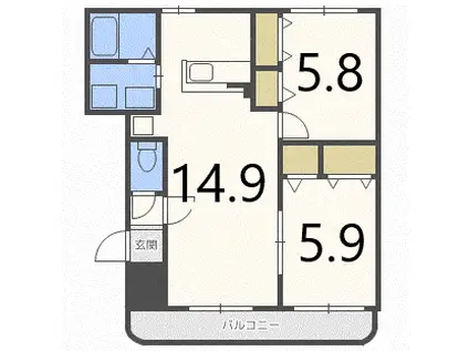 メゾン・ブランシェ西野(2LDK/2階)の間取り写真