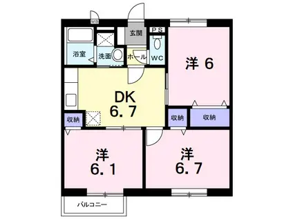 ユピテル610(3DK/1階)の間取り写真