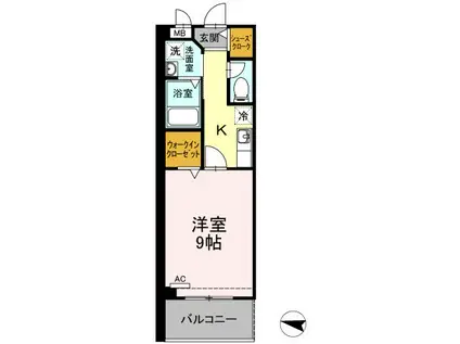 OCEAN TERRACE(1K/3階)の間取り写真