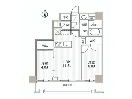 シーズンフラッツ両国サウス(2LDK/7階)の間取り写真