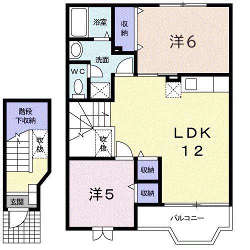 ピュアドリームII(2LDK/2階)の間取り写真