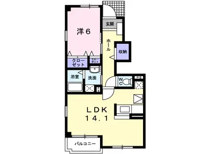 サンズパークI(1LDK/1階)の間取り写真