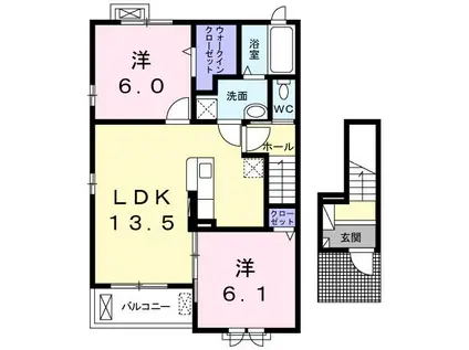 グラース並河(2LDK/2階)の間取り写真