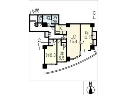 ザ シーン城北アストロタワー A-1007(3LDK/10階)の間取り写真