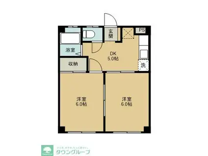 JUN花小金井(2K/2階)の間取り写真