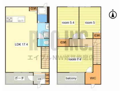 モンテローザB(3LDK/2階)の間取り写真