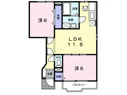 エトワール(2LDK/1階)の間取り写真