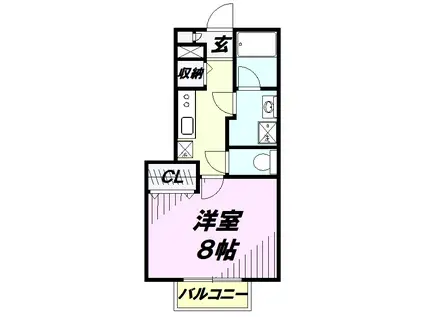 プライムヒルズ新所沢(1K/1階)の間取り写真
