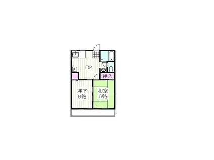 シティハイムぐみ沢K(2DK/1階)の間取り写真