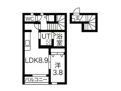 オリーブ5番館(1LDK/2階)の間取り写真