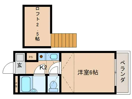 フラッツ南紀寺(1K/2階)の間取り写真
