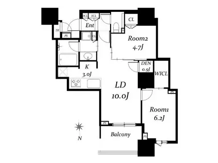 ドゥ・トゥール(2LDK/28階)の間取り写真