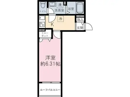 ハイドレンジア(1K/2階)の間取り写真
