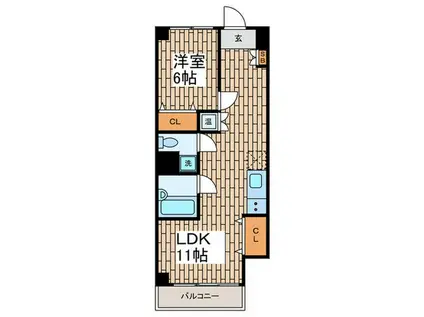 セブンスターマンション五反田(1LDK/6階)の間取り写真