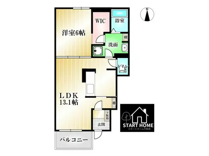 クックVI(1LDK/1階)の間取り写真