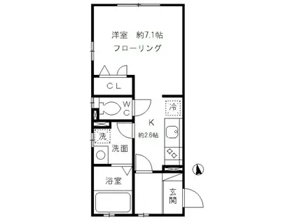 SKY TERRACE NISHIAZABU スカイテラスニシアザブ(1K/2階)の間取り写真