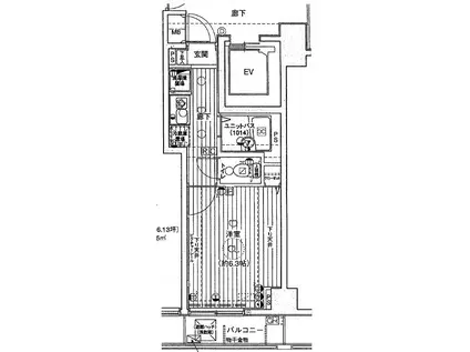 メインステージ初台(1K/2階)の間取り写真