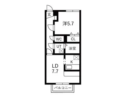 ラフォーレ(1LDK/2階)の間取り写真