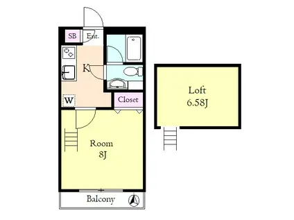 リッツ一番館(1K/1階)の間取り写真