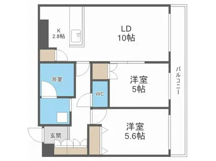 S-RESIDENCE桑園 エスレジデンス桑園(2LDK/2階)の間取り写真