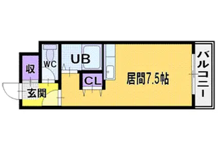 リバーサイドヒルズ(ワンルーム/2階)の間取り写真