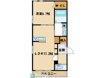 TIARA(1LDK/2階)の間取り写真