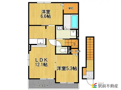 アミティエ 三本松 I(2LDK/2階)の間取り写真