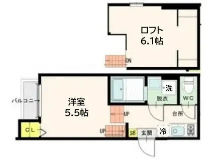 GLOIRE長町(1K/1階)の間取り写真