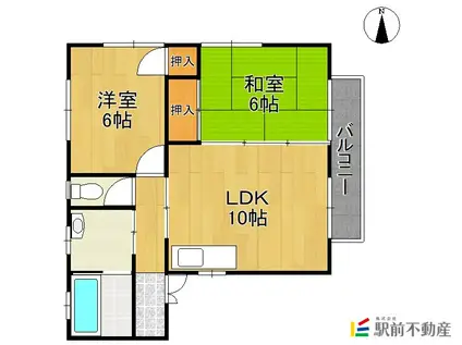 コーポ新涼(2LDK/2階)の間取り写真