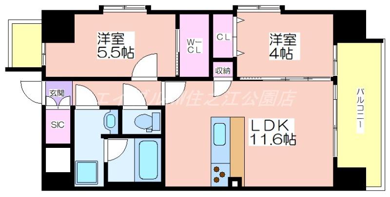 スプランディッドあびこ駅前DUE(2LDK/2階)の間取り写真