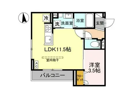 フローリッシュ(1LDK/2階)の間取り写真