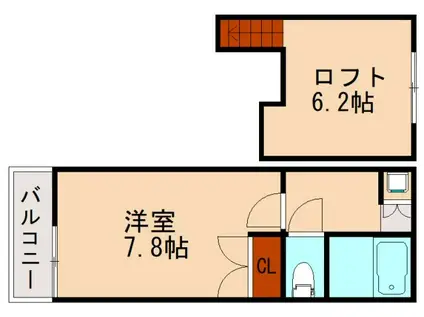 パルティール西大橋(1K/1階)の間取り写真