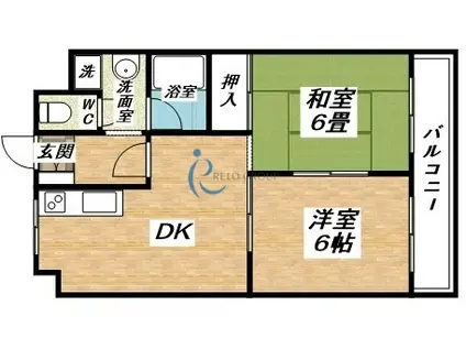 レインボーコートPART1(2DK/2階)の間取り写真