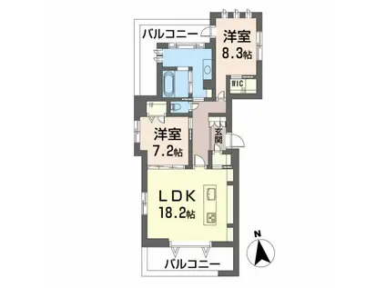 ベレオ仙台錦町(2LDK/3階)の間取り写真